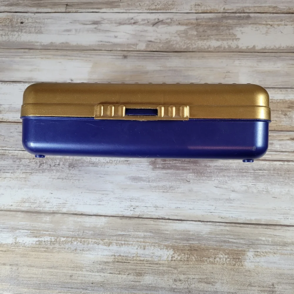 Spacemaker Pencil Box Blue & Gold Made In USA